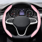 2-Piece Steering Wheel Cover, Carbon Fiber Segmented Steering Wheel Protector, Universal and Anti-Slip Durable Car Leather Pr