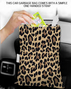Car Trash Can, Durable Hanging Car Trash Garbage Bag, Cute Automotive Garbage Cans Organizer, Luxury Brown Leopard