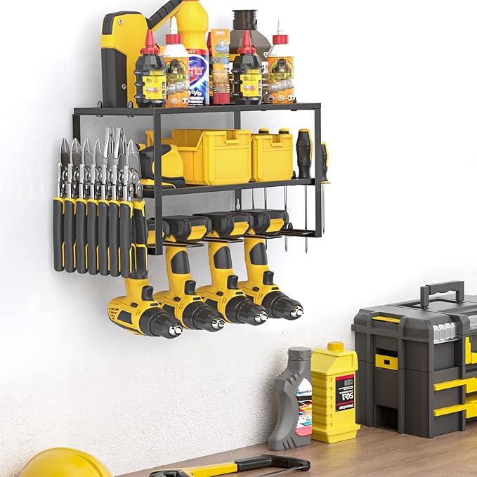 Spacecare Power Tool Organizer- Power Drill Tool Holder- Heavy Duty Tool Shelf & 1 Pack 3 Layers Tool Rack Cordless Drill Hol