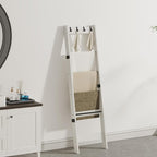 TRIFEBLE 6 Tier Blanket Ladder Shelf for Living Room and Bedroom, Ladder Holder with 4 Metal Hooks, 5.2ft Blanket Quilt Holde