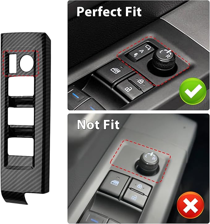 INTGET 4PCS Window Lift Switch Cover for 2022-2025 2026 Toyota Tundra Accessories Carbon Fiber Front & Rear Door Window Switch Lift Panel Cover for 2023 2024 2025 2026 Toyota Sequoia Accessories