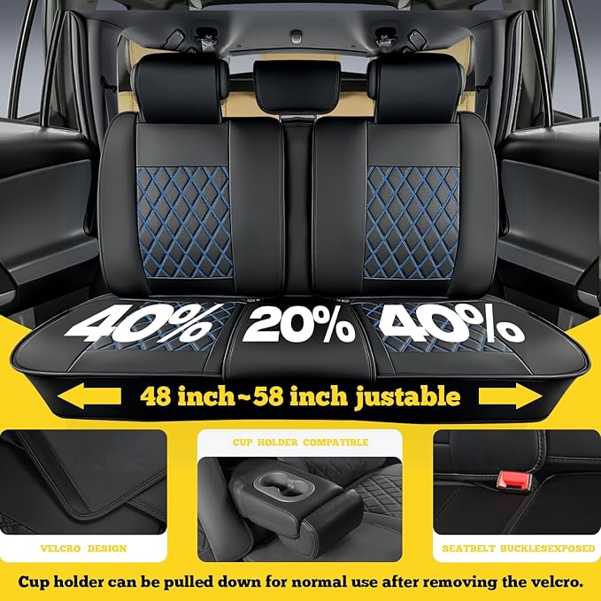 LINGVIDO Car Seat Covers Full Set (5 Seats) - Premium Perforated Nappa Leather, Waterproof Shield, Omni-Adapt Fit SUVs Sedans