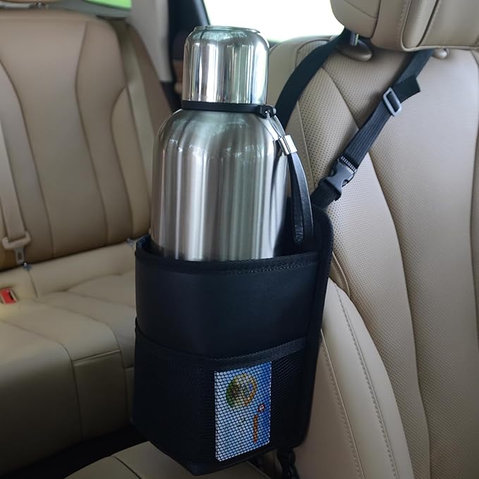 Large Car Cup Holder Expander, Fits Large 24/36/40/46oz Water Bottles, Big Drinks Holder Bag- Universal Auto Vehicle for Cars