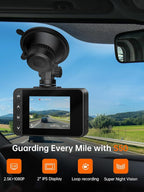 Dash Cam Front and Rear, 2.5K+1080P Dual Dash Camera for Cars, 2’’ Display Mini Car Camera, G-Sensor Dashcam, Night Vision, 2