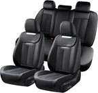 Coverado Car Seat Covers Full Set, Luxury Nappa Leather Seat Cover, Universal Seat Covers for Cars, Front and Back Waterproof