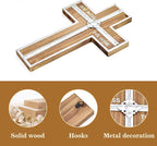 Wall Cross Retro Catholic Wooden Hanging Crosses Baptism with Metal Spiritual Religious Cross with Hook Silver Edge Blessed L