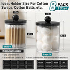 8 Pack Acrylic Qtip Holder Dispenser for Cotton Swabs, Balls, Pads, Floss - Plastic Canister Apothecary Jar Set, Bathroom Ess