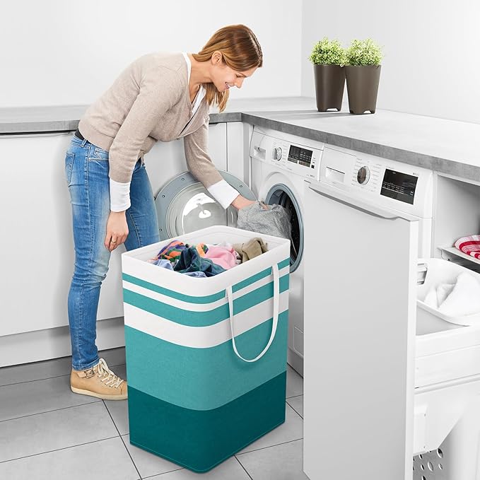StorageRight Large Collapsible Laundry Basket Hamper with Easy Carry Handles，Freestanding Clothes Hampers for Laundry, Bedroo