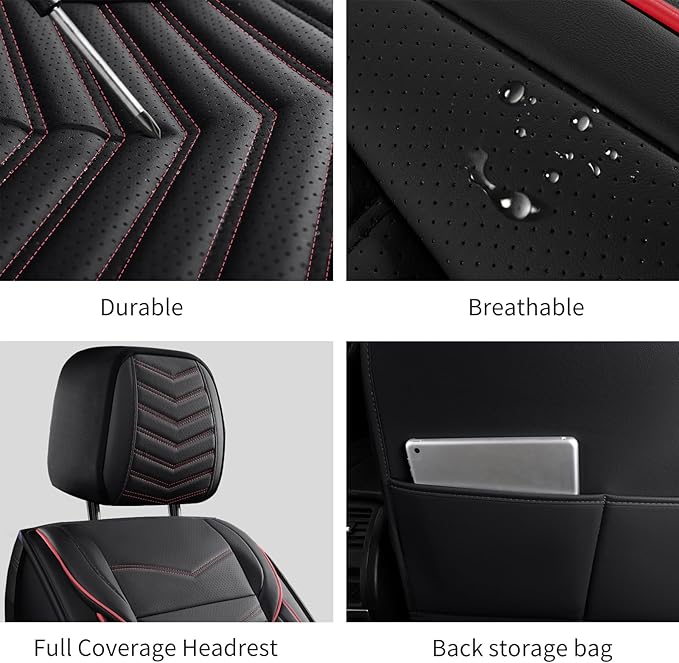 Nappa Leather Car Seat Covers Front Seats, Car seat Protector, Waterproof Car Seat Cushion, Universal Automotive Seat Covers 
