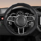Universal 15 Inch Premium Nappa Leather Steering Wheel Cover - Non-Slip, Soft Comfortable Grip, Easy Install for Most Cars (Black)