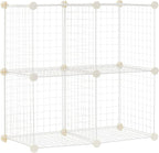 Amazon Basics 4 Cube Wire Grid Storage Organizer, Closet Organizer and Shelves, Stackable, Space-Saving, Easy to Assemble, 14
