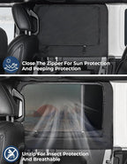JOYTUTUS Rear Wrangler Side Window Sun Shade Camping Window Insect Screen Compatible with 2007-2026 Wrangler JK JL 4 Doors Gladiator JT, Car Window Covers for Privacy Blackout 2 Pcs