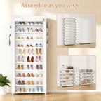 VTRIN Vertical Narrow Shoe Rack Organizer Tall Shoe Rack for Closet Entryway 10 Tier Non-Woven Cover Shoe Shelf Holds 36-41 P
