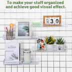 Blulu 4 Pcs 15.75 x 5.91 x 1.97 Inch Metal Grid Wall Baskets with Hooks Grid Wall Shelves Hanging Wire Basket Multi Function 