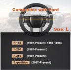 GIANT PANDA Car Steering Wheel Cover for Ford - F150 F250 F350 Expedition, (15.5-16 inches - Black)