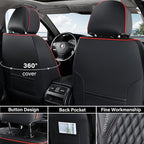 Coverado Car Seat Covers Full Set, Nappa Leather Seat Covers for Cars, Waterproof Front Seat Covers and Back Seat Covers, Car