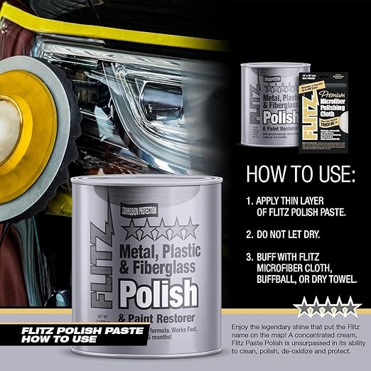 Flitz Metal Polish Paste - 1 Gal of USA-Made Polish for Solid Chrome, Stainless Steel, Aluminum - Non-Abrasive for Light Oxidation - Requires Manual Buffing - Not for Plated/Coated Surfaces (1 Pack)