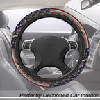 Camouflage Deer American Flag Steering Wheel Cover for Men, Anti-Slip Elastic Breathable Soft Rubber Car Steering Wheel Prote