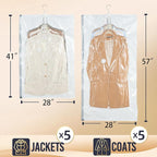 Hanging Vacuum Storage Bags – 2 Pack (1 Long, 1 Short) Hanging Vacuum Seal Bags for Clothing, Closet Organizer Space Saver fo