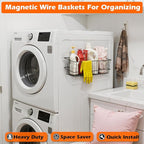 MUTUACTOR Heavy Duty Metal Wire Baskets,Magnetic Mount Hanging Wall Basket Storage,Extra Large Magnet Metal Wall Basket For O