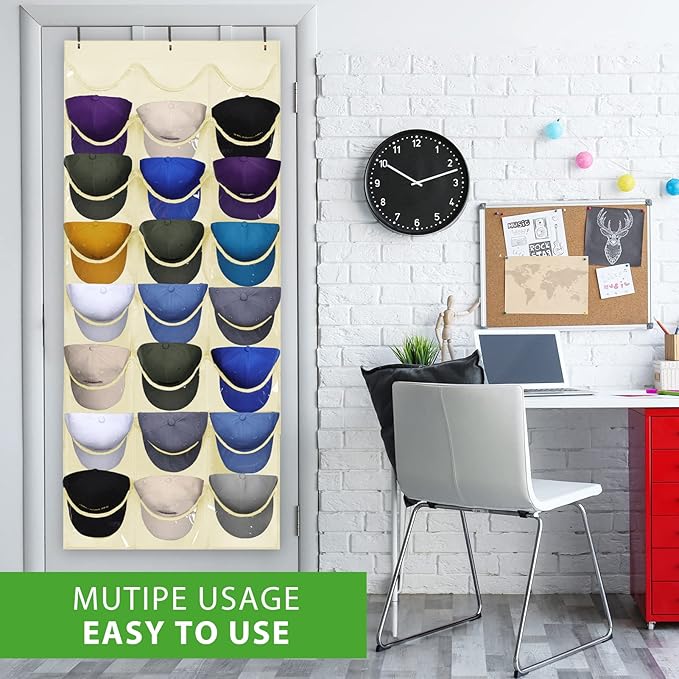 Dofilachy Hat Rack - Hat Organizer - Hat Racks for Baseball Caps, Visible Hat Holder - Baseball Hat Rack for Wall Door with 3