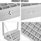 Vicoter Velvet Jewelry Tray 48 Compartments Jewelry Display Organizer with Transparent Cover Rings, Earrings, Necklaces, Pend