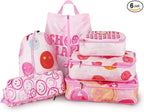 6 Pcs Compression Packing Cubes, Packing Cubes for Travel, Waterproof Luggage Organizer Bags Set, Cute Packaging Cubes for Wo