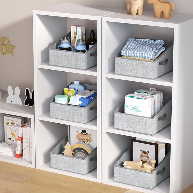 DIMJ Closet Storage Bins - Fabric Storage Baskets for Shelves, Collapsible Closet Organizers and Storage with Handles, Trapez