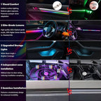 New Version Dreamcolor Acrylic Interior Car Lights 6 in 1 RGB LED Strip Lights with APP Control 252 Color Modes DIY Fiber Optic Ambient Lighting Kits Music Car Neon Light Kits