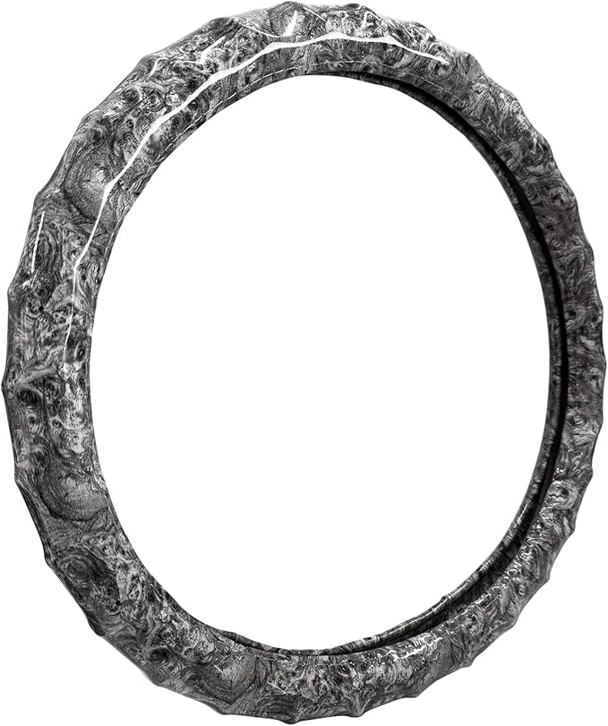 Wood Grain Steering Wheel Cover - Comfortable Grip, Artistic Design, Easy to Install, Universal Fit for Cars, Trucks, Vans & SUVs (White)