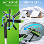 45.6" Ice Scraper and Snow Brush for Car Windshield [Silicone Bristles] ,3-in-1 Extendable Emergency Snow Shovel with Ergonomic Foam Grip and 360° Pivoting Brush Head for Christmas, Car Auto Truck SUV