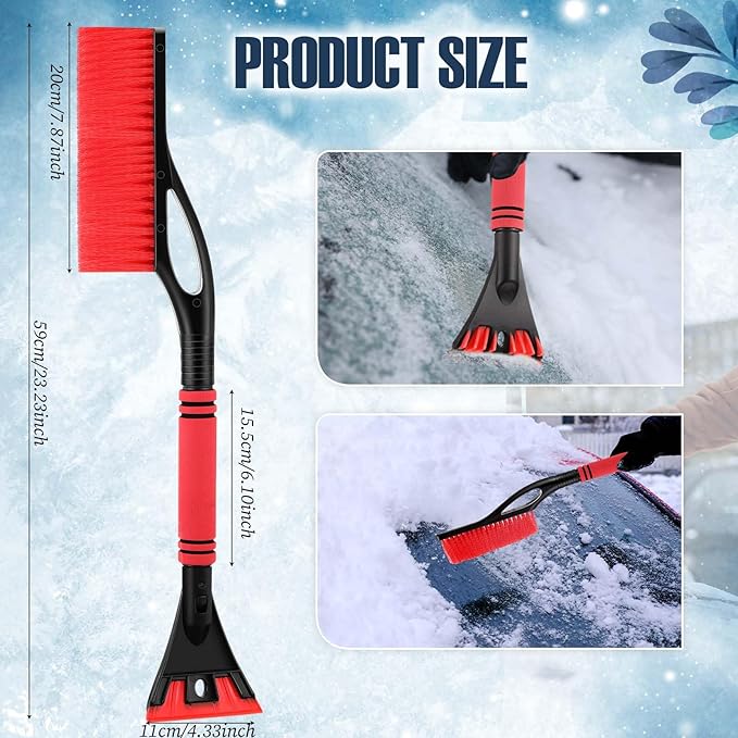 Baderke Snow Brush and Ice Scrapers for Car Windshield Detachable Window Snow Scrapers and Brush with Ergonomic Foam Grip Ice Removal Tool for Cars, Trucks, Suvs(Red)