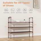 LANTEFUL 3 Tier Shoe Rack for Closet Shoe Organizer with 5 Hooks, Long Shoe Shelf Storage for Shoe and Boot Stackable Free St