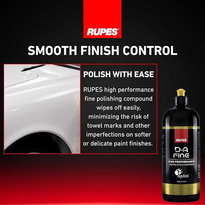 RUPES 9.DAFINE Pack of 6 1000 ml Yellow D-A Fine High Performance Fine Polishing Compounds for Car Detailing & Removing Scratches | High Performance | Micro-Abrasive Technology | Reduces Oxidation
