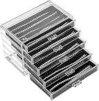 YUFONG Necklace Holder Organizer, Dustproof Necklace Box Velvet Necklace Organizer Box with Lid Clear Acrylic Dustproof Stack