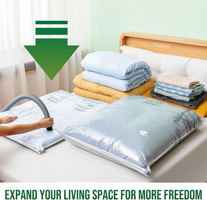 TAILI 6 Pack Vacuum Storage Bags, Jumbo Vacuum Seal Bags for Clothing (40x31 Inch), Space Saving for Bulky Bedding, Comforter