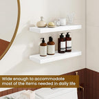 Dreamland Floating Shelves, 20Inch Rustic Wooden White Wall Shelves for Bathroom|Bedroom|Kitchen, Deep Wall Mounted Book Shel