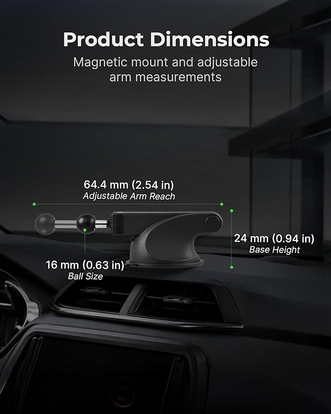 MagSafe Wireless Car Charger Suction Cup Mount for Compatible with iPhone 14/15/16/17/Galax (Version 2.0) 360° Rotation, Canadian Company Magnetic Car Phone Holder Charger, Car Gifts for Men/Women