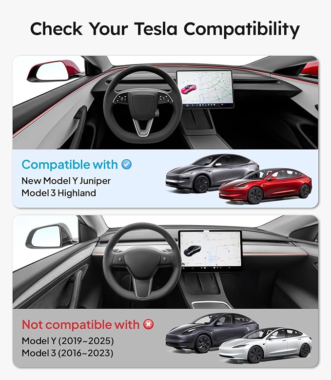 Wigoo Steering Wheel Cover for New Model Y Juniper & Model 3[Ultra-Thin, Breathable Leather] Model 3 (2024~2026)/New Model Y Juniper Accessories, for Men and Women, D Type, 14.5''-15''