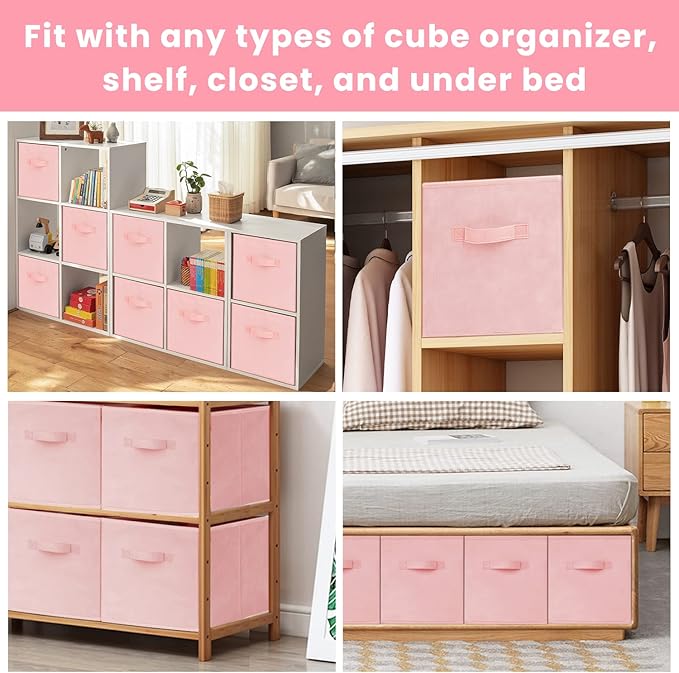 Criusia Storage Cubes - 11 Inch Heavy Duty Fabric Storage Bins for Shelves Closet, Cube Organizer - 8 Pack Collapsible Cube S