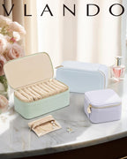 Vlando Jewelry Travel Case,Travel Jewelry Organizer with Clear Velvet Jewelry Bags 6Pcs Zipper Pouch for Women Gift for Her-P