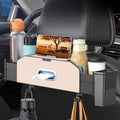 Back Seat Car Organizer,5 in 1 Multifunctional Car Back Seat Storage Box with Trash Can Drink Cup Holder Tissue Box, for Hold Phone,Snacks, Drinks, Handbag-Beige