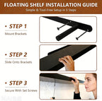 IEO Long Wooden Floating Shelves for Room Wall, Natural Wood Floating Shelves Wall Mounted Kitchen Shelf for Living Room, Bed
