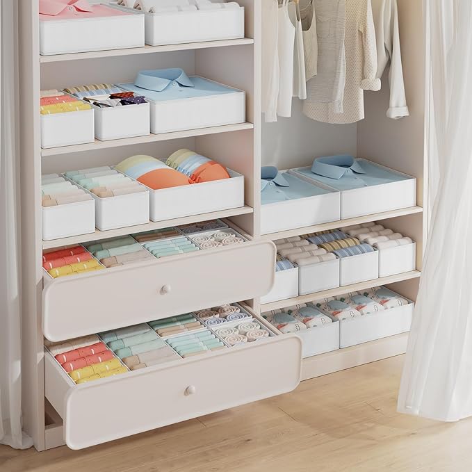 DIMJ Drawer Organizer Clothes Storage- 18 Pack Baby Dresser Organizer for Nursery, Foldable Closet Drawer Organizer Bins for 