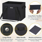 Reusable Grocery Bags 3 Pack - Heavy Duty Reusable Shopping Bags with Hard Bottom & Long Handles, Stand Up Grocery Boxes Reusable Foldable, 13x10.23x11in, Black