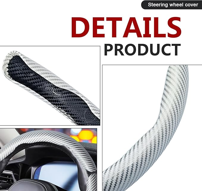 3pcs Universal Carbon Fiber Steering Wheel Cover - Anti-Slip & Segmented Design, Universal 99% Durable Steering Wheel Protect
