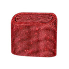 Sparkly Car Trash Car,Hanging Garbage Can with Lid Bling Rhinestone Trash Bin,Litter Container for Vehicle,Office,Home (Red)