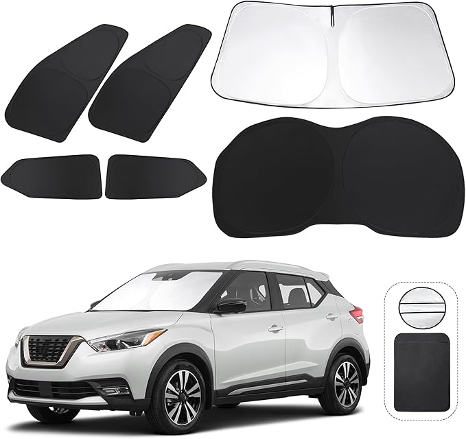 TINGLU Window Shades for Nissan Kicks 2018-2024 6PCS Accessories Side Full Windows Windshield Sun Shade Sun UV Rays & Privacy Protection for Camping,Napping,and Relaxing