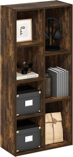 Furinno LUDER Book Shelf, 7-Cube Bookshelf, Bookcase with Open Shelves, 9.4 x 19.5 x 41.7, Easy Assembly, for Living Room, Be