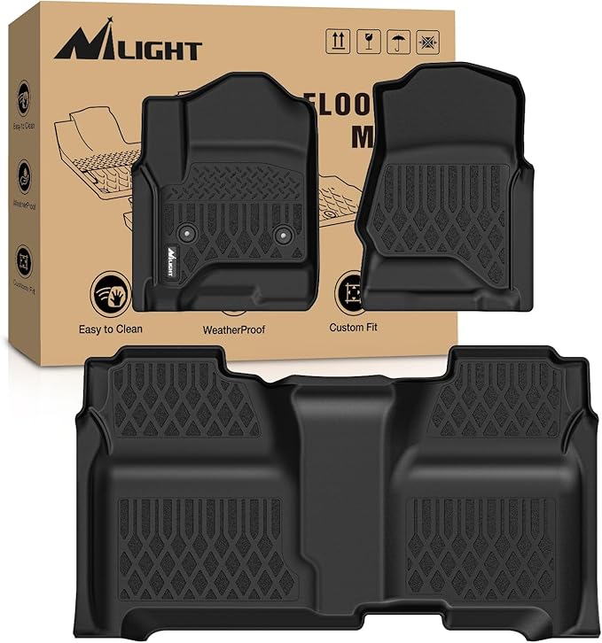 Nilight Floor Mats for Chevy Silverado GMC Sierra 1500 Crew Cab 2014-2018, Chevrolet Silverado Sierra 2500HD 3500HD 2015 2016 2017 2018 2019 All Weather Custom Fit Heavy Duty Floor Liners